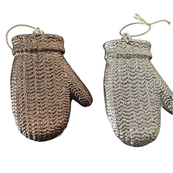 Ornaments Bundle of 4 Mitten Christmas Tree Ornaments (Bronze, Gold & Silver) - Picture 7 of 13